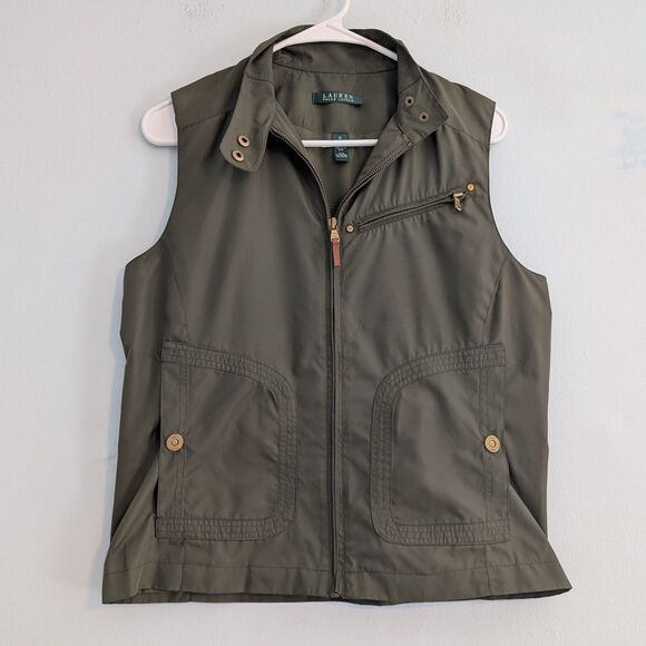 Lauren Ralph Lauren Green Vest Outerwear Preppy Gorpcore Size Medium - Picture 1 of 10